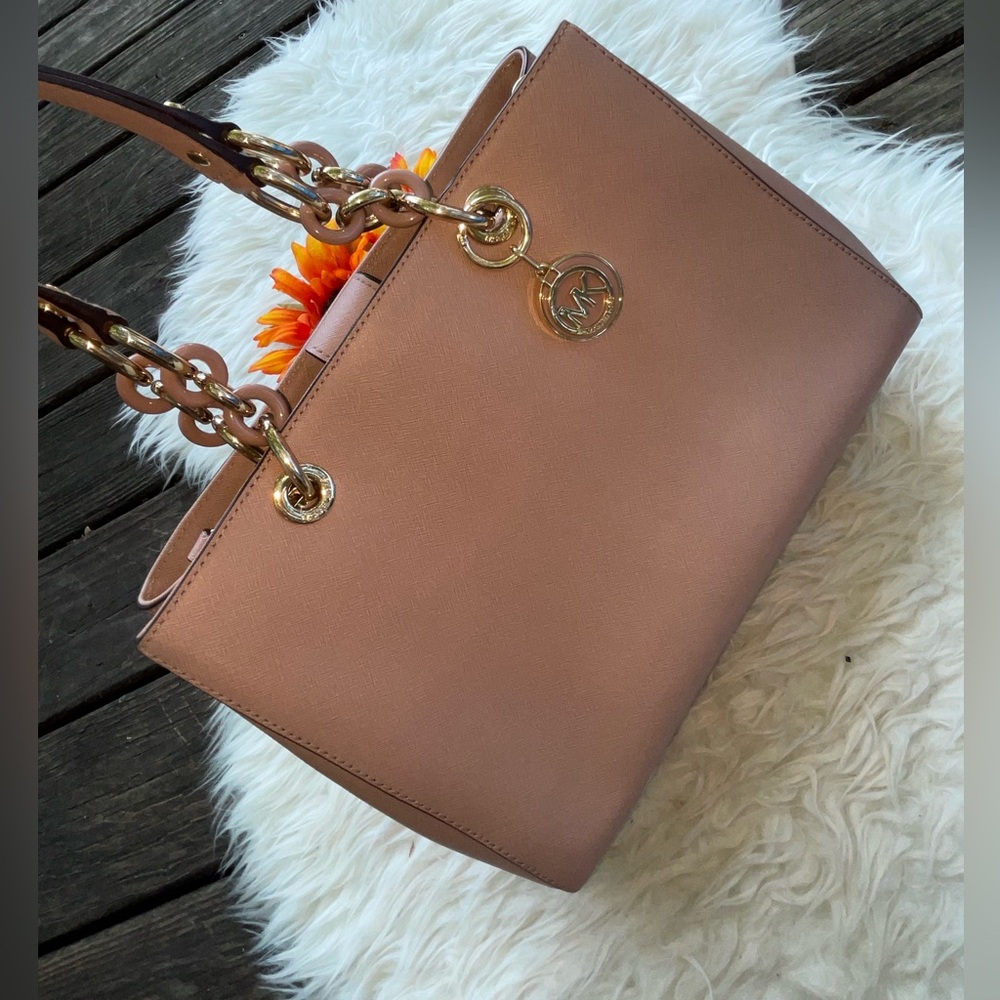 NWOT $248 Michael Kira Cynthia Saffiano leather satchel with longer strap - Picture 3 of 15